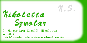 nikoletta szmolar business card